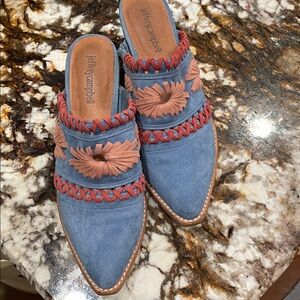 Jeffrey Campbell Blue and Red Floral Mules